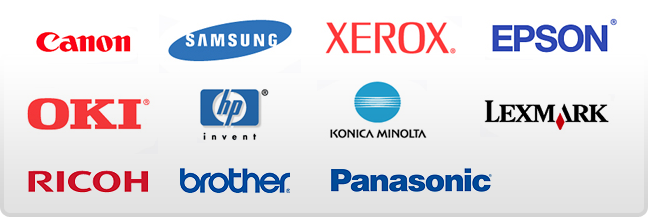 Canon, Samsung, Xerox, Epson, OKI, HP, Konica Minolta, Lexmark, Ricoh, Brother, Panasonic